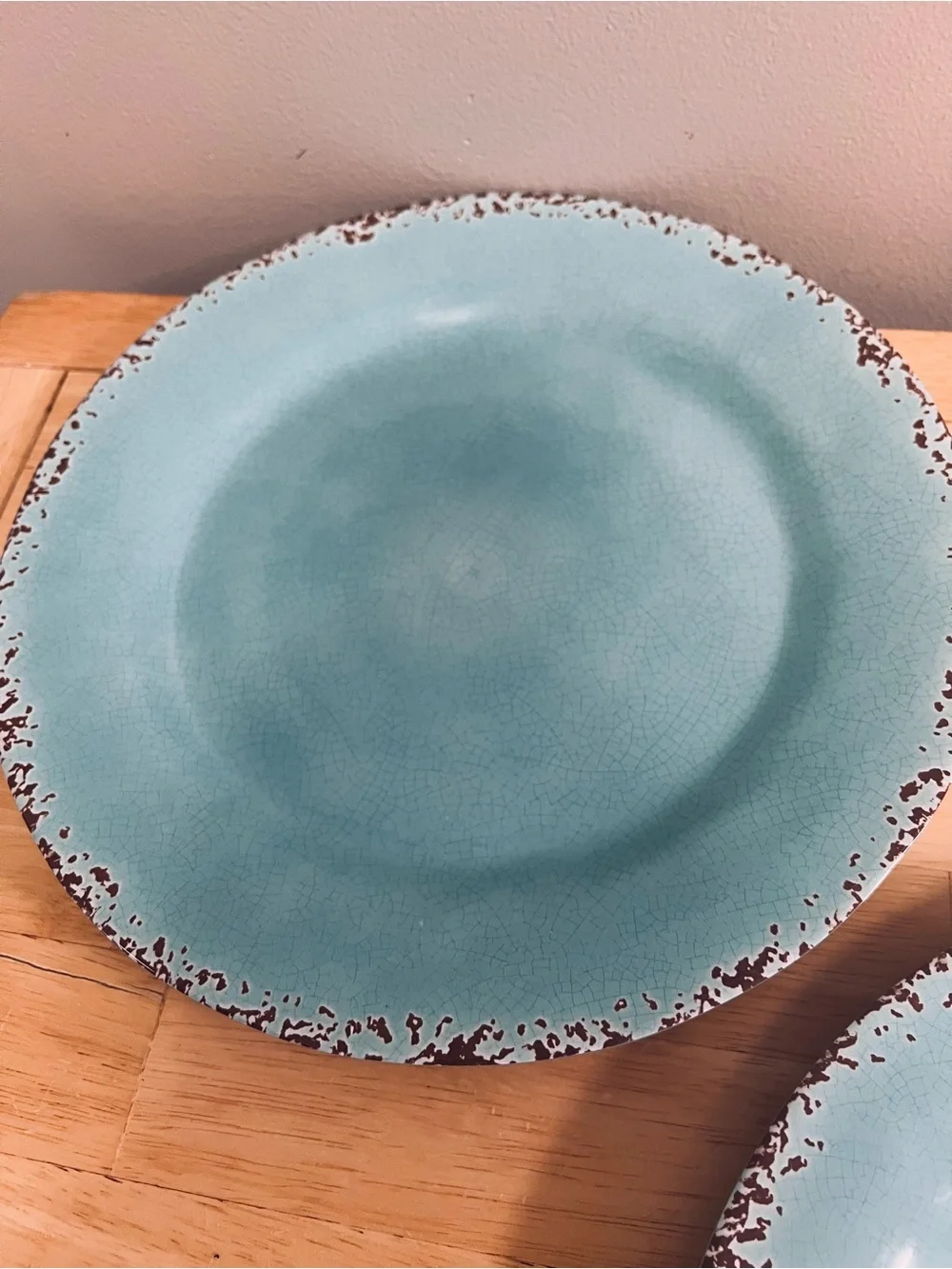 Tommy Bahama Turquoise Rustic Crackle Melamine 11” Dinner Plates set of 3